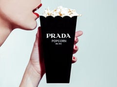 Prada Popcorn, Popcorn filled in a Prada bag, Fine Art Photography, 2012