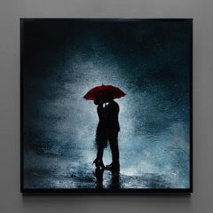 Roter Regenschirm