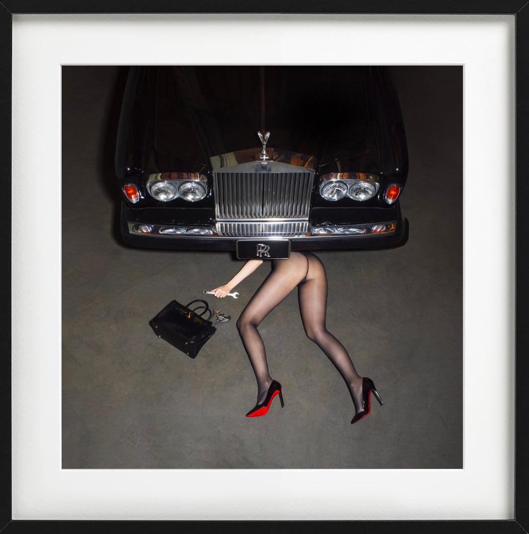 Roadside Assistance, woman with heels under a car, Fine Art Photography, 2022 For Sale 6