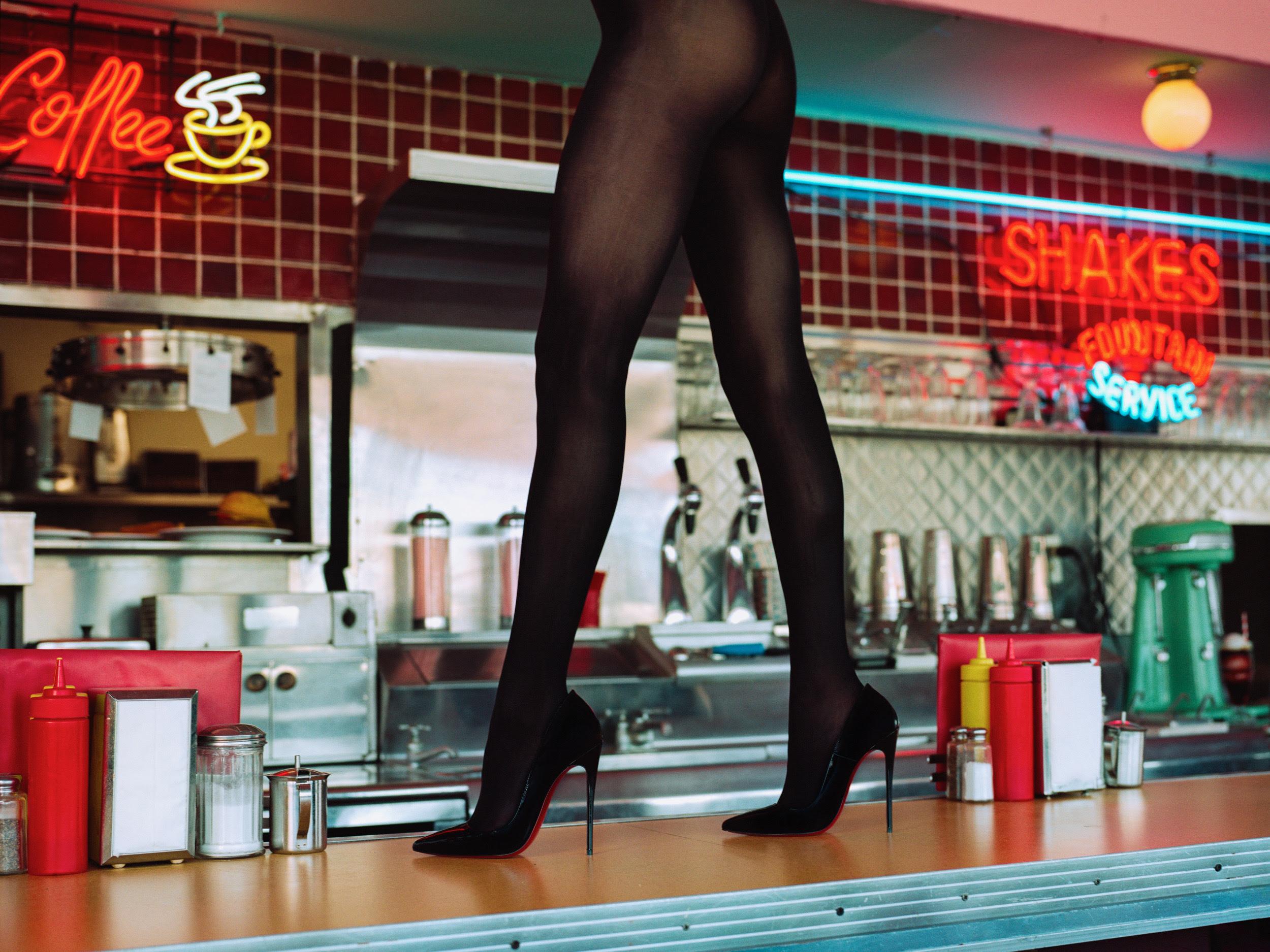 Tyler Shields - Diner High Heels, Photography 2025, Printed After