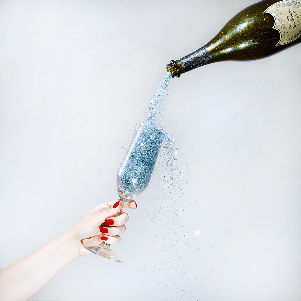 Tyler Shields - Glitter Champagne, Photography 2019, Printed After