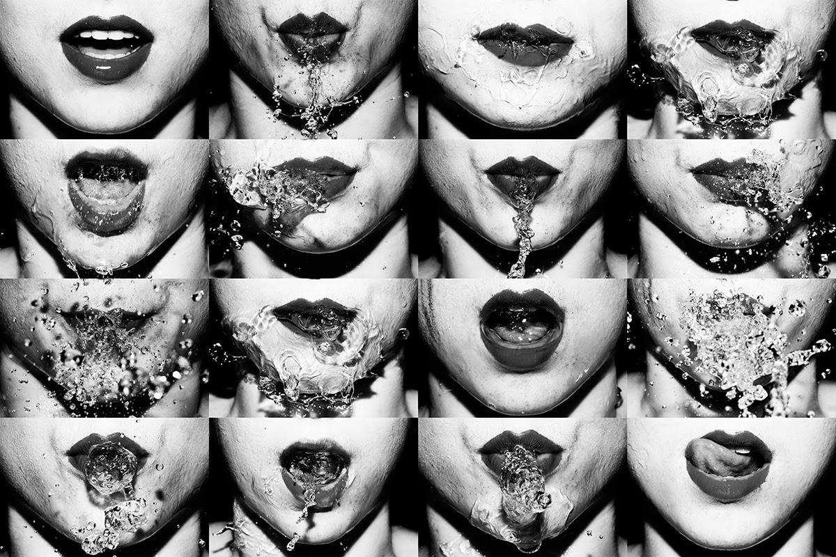 Tyler Shields Black and White Photograph - Water Mouths Monochrome (84" x 67")