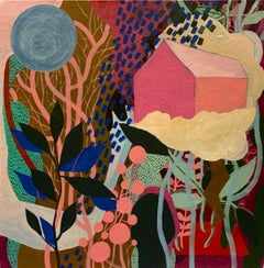Abstraktes Gemälde "Blume im Vollmond", Original, 2020