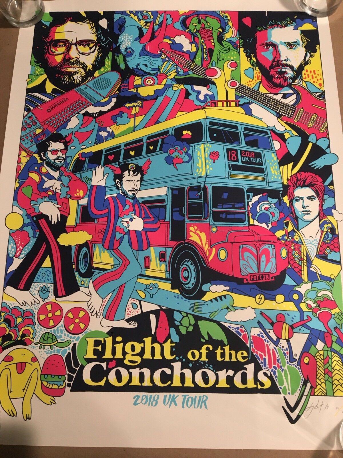 Affiche Mondo de Tyler Stout Flight of the Conchords, tournée UK 2018, Royaume-Uni en vente 2