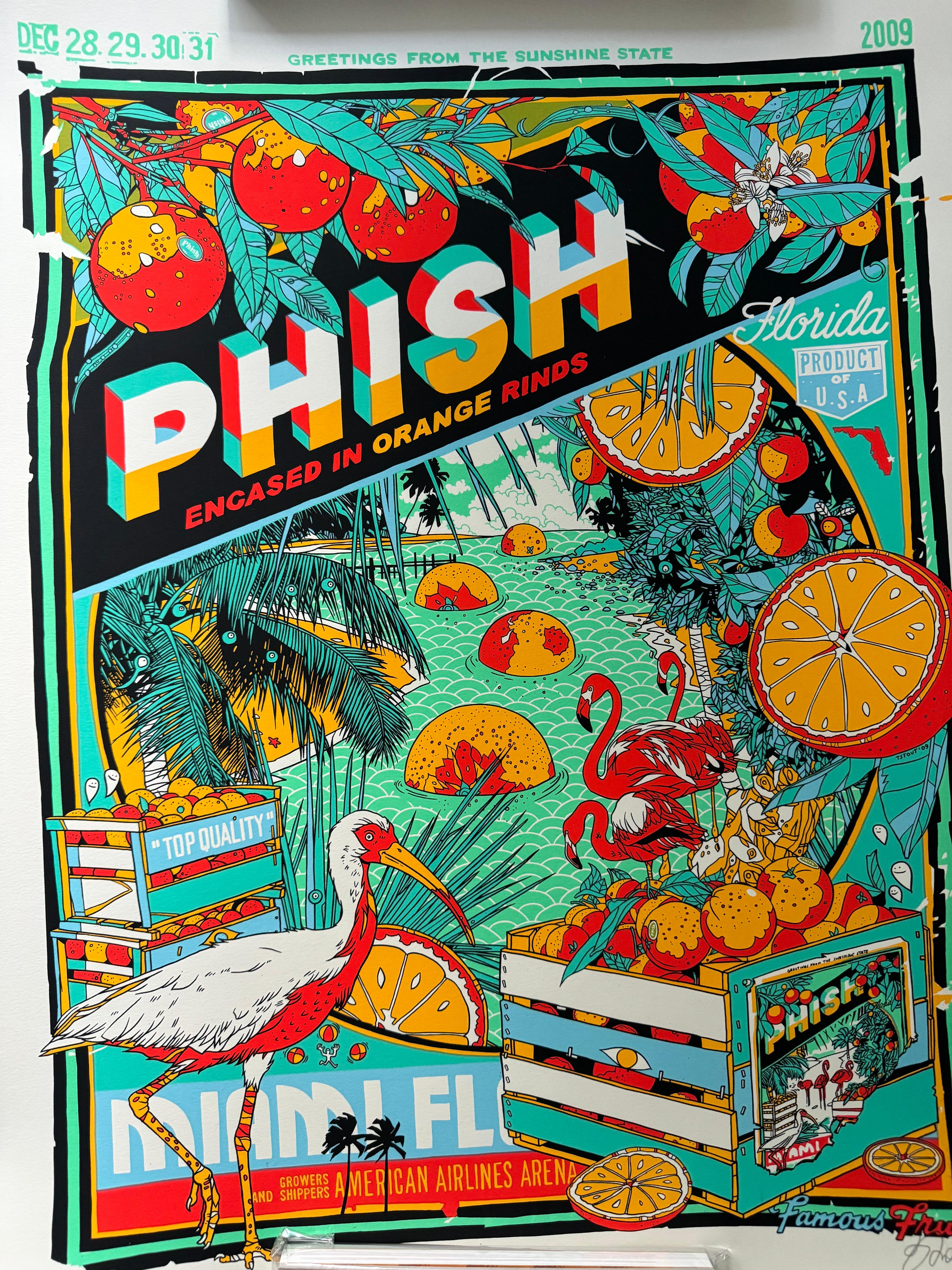 In the heart of musical history lies a treasure - a remarkable collaboration between the illustrious artist Tyler Stout and the iconic band Phish. Transport yourself back to 2009 with this pristine Teal Variant poster, a true testament to the