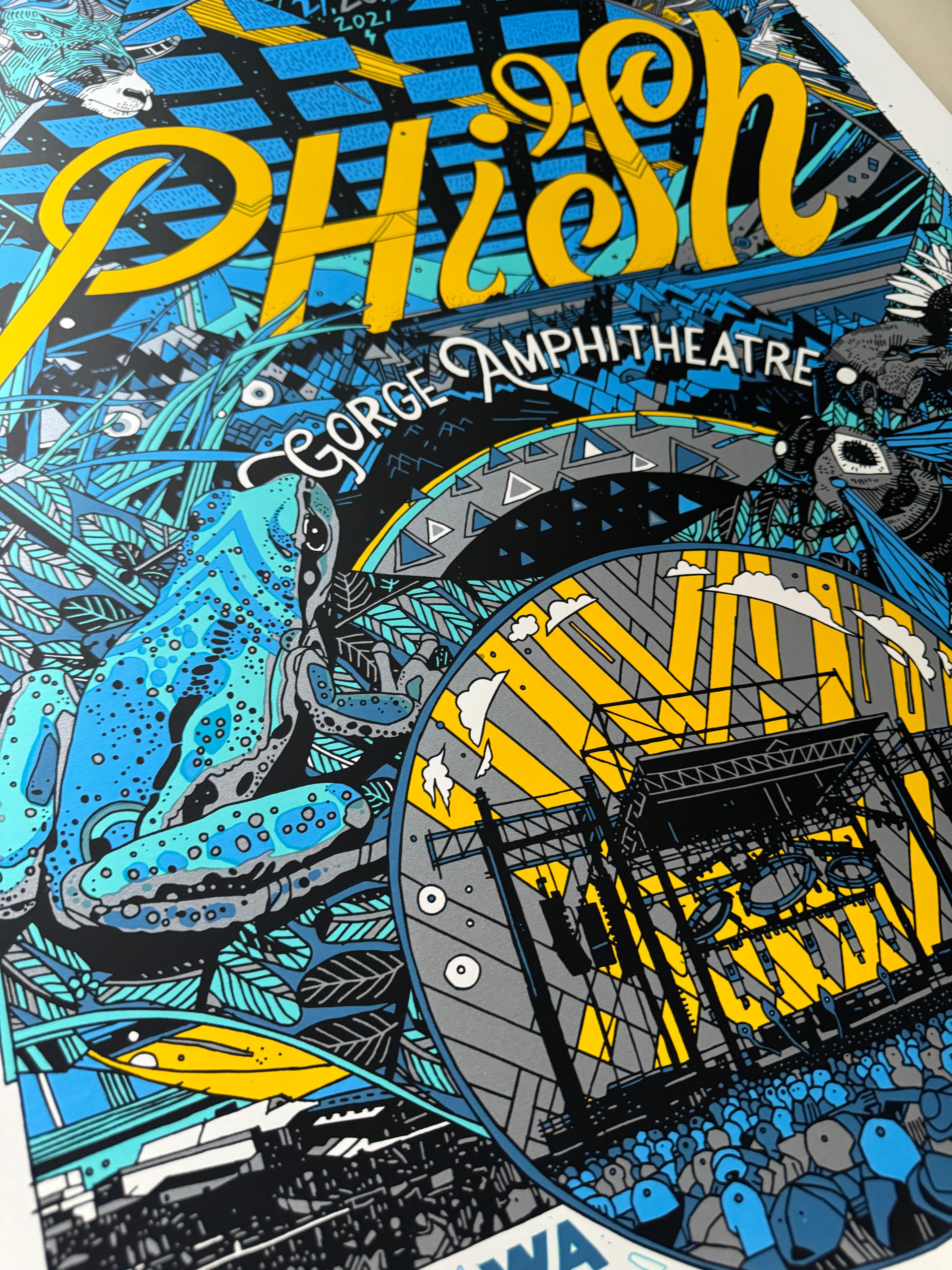 Tyler Stout for Phish Rare and Mint 2021 Blue Variant Gorge Amphitheatre For Sale 1