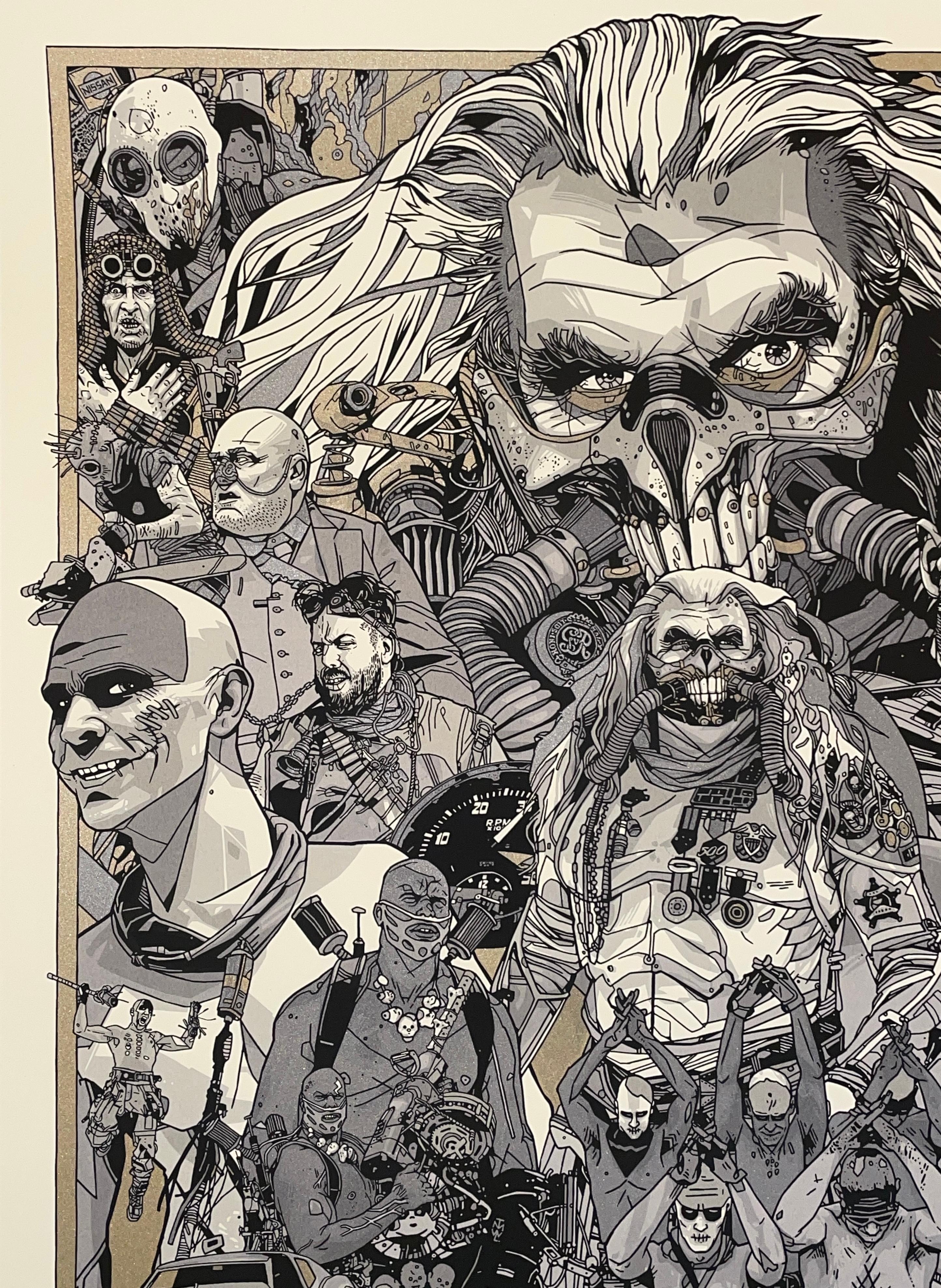 Tyler Stout Mad Max Movie Print Gold Ink Limited Edition Contemporary Street Art For Sale 1