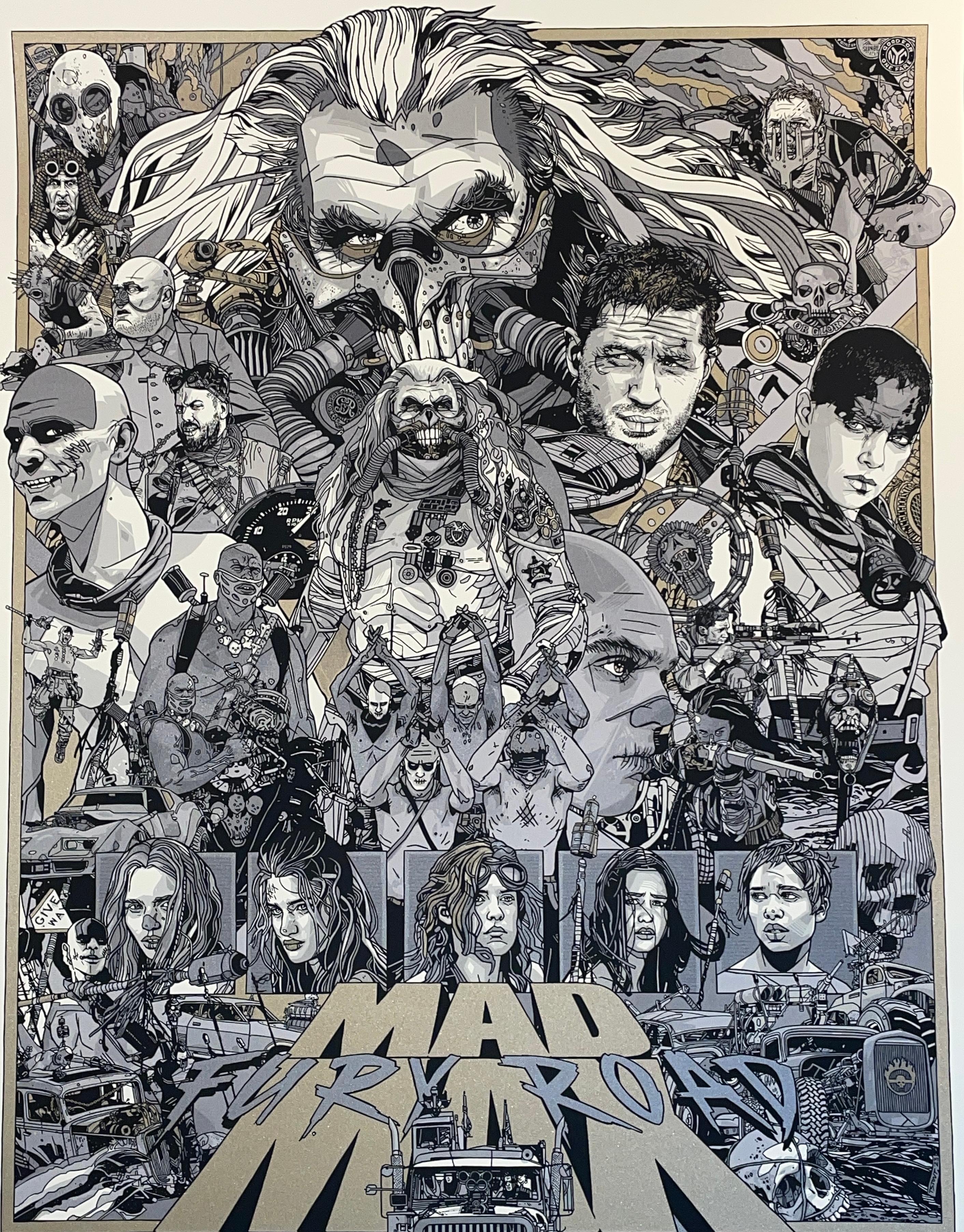 Tyler Stout Mad Max Movie Print Gold Ink Limited Edition Contemporary Street Art For Sale 2