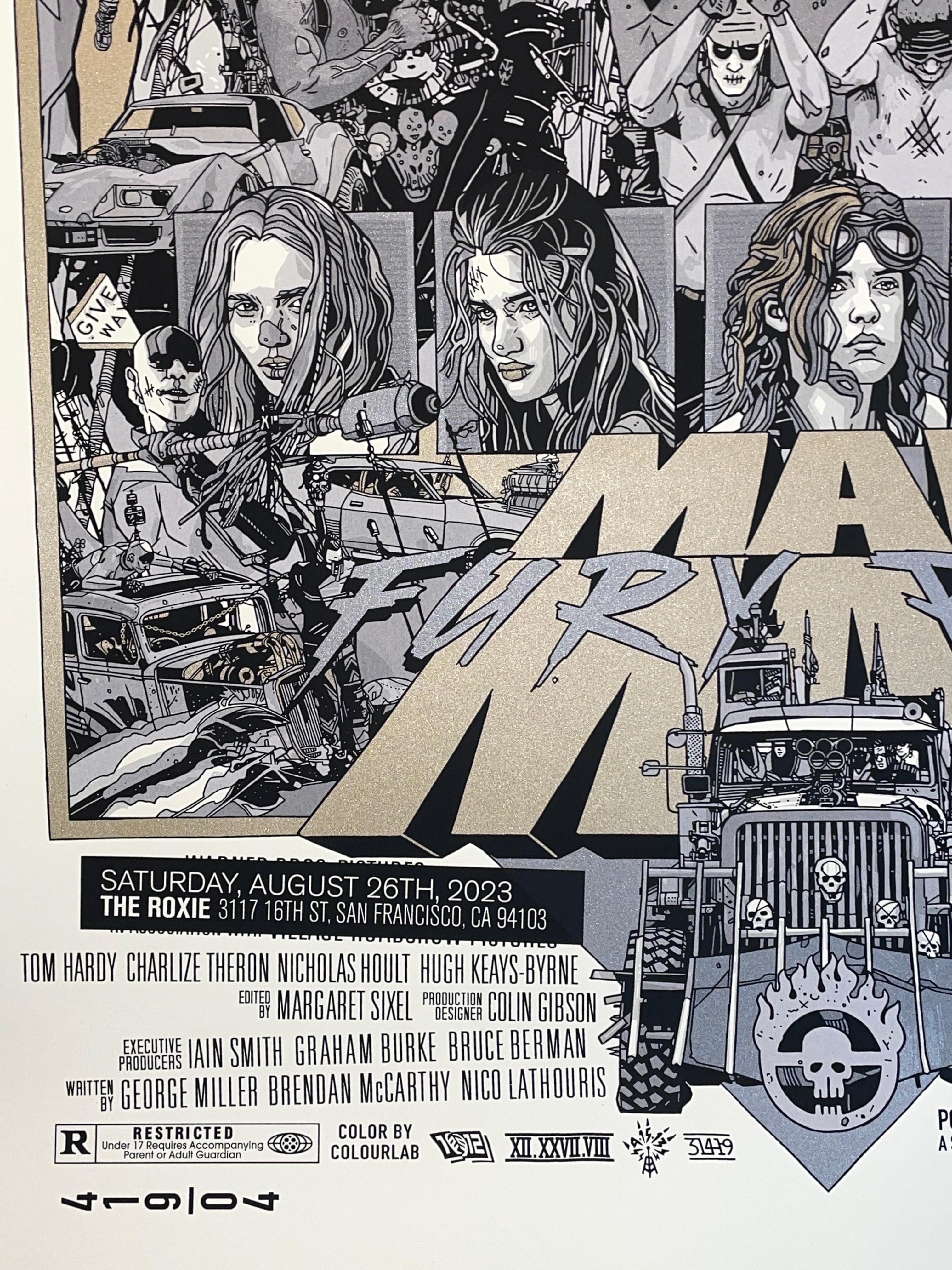 Tyler Stout Mad Max Movie Print Gold Ink Limited Edition Contemporary Street Art For Sale 4