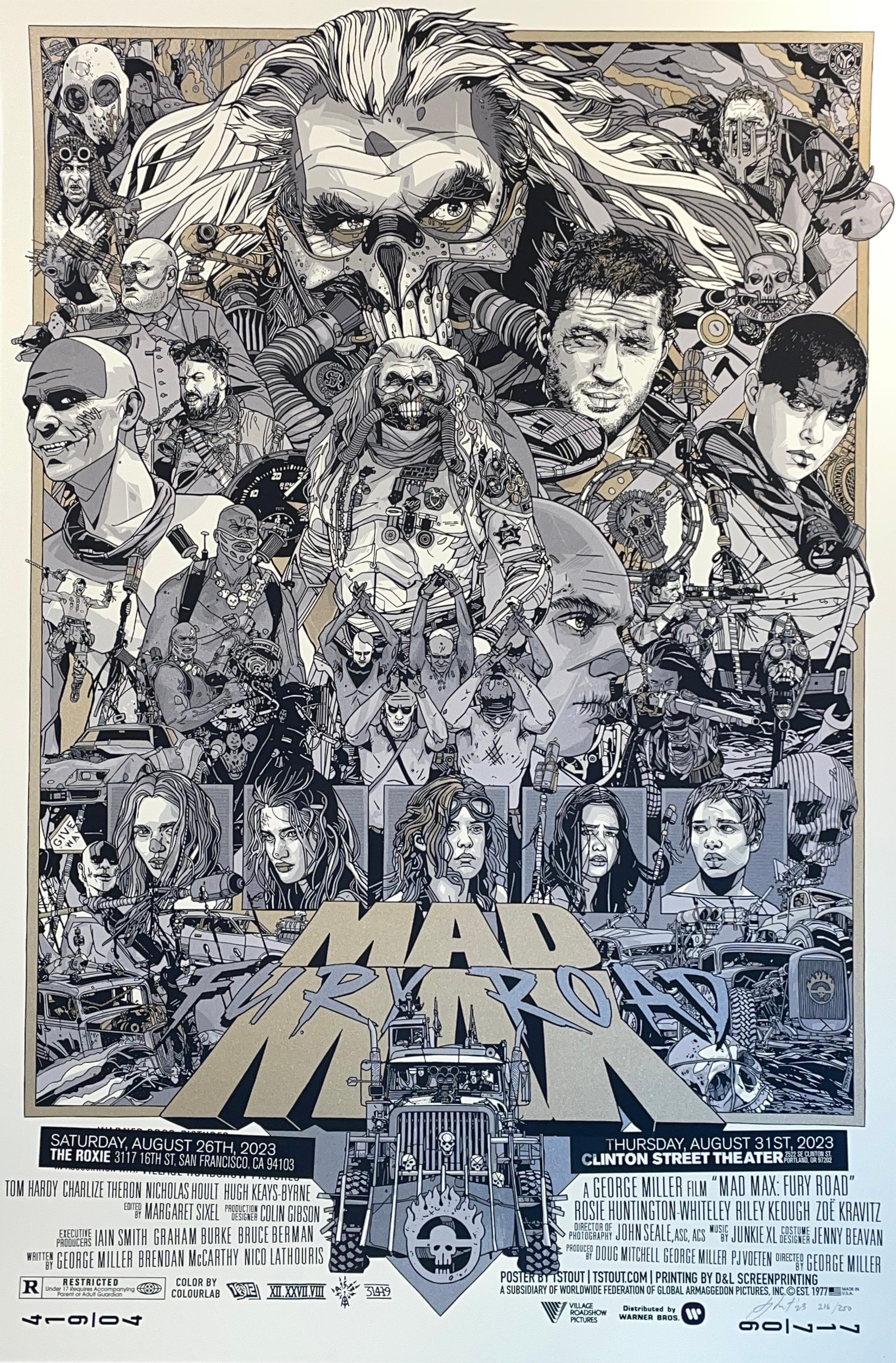 Tyler Stout Mad Max Movie Print Gold Ink Limited Edition Contemporary Street Art