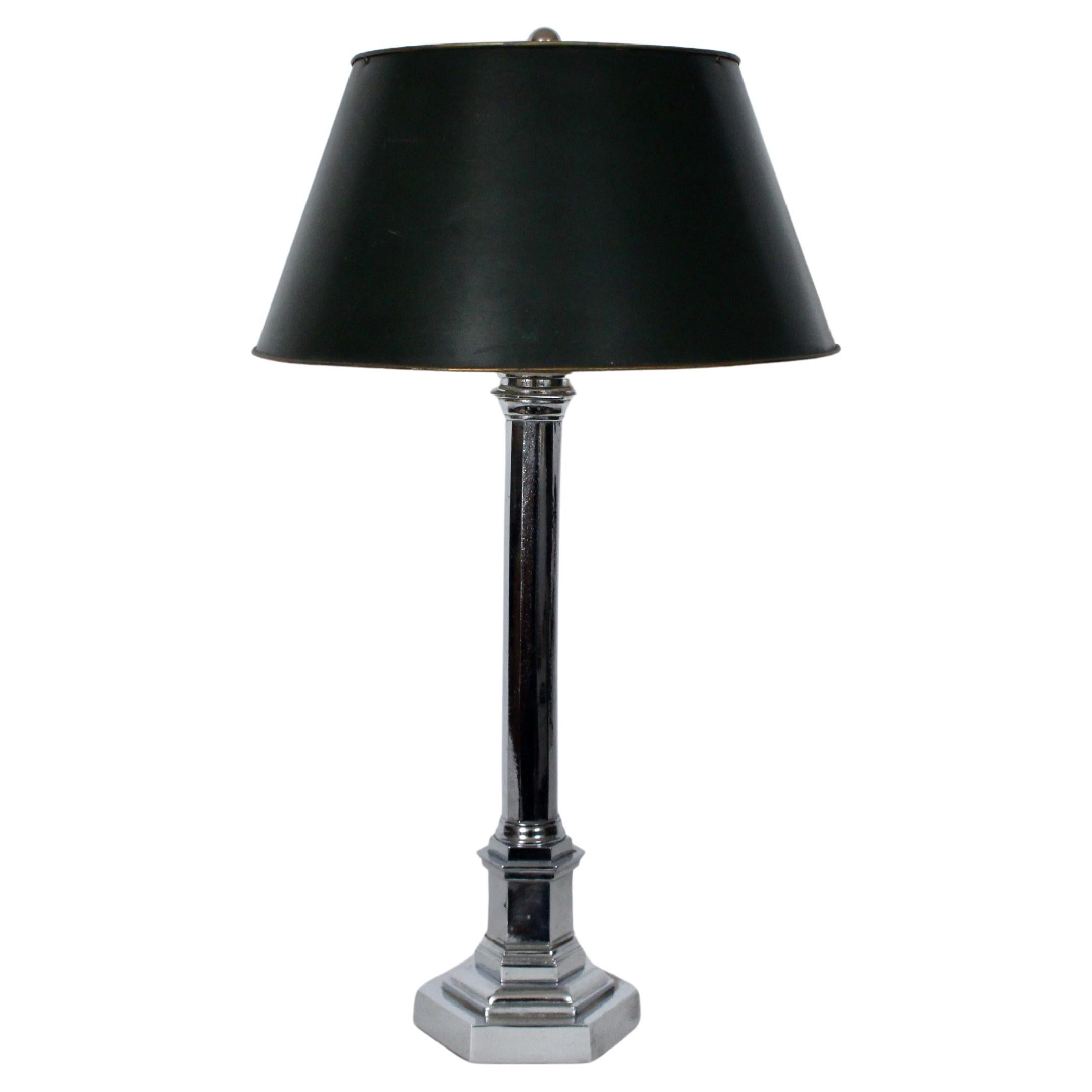 Tyndale Chrome Dodecagon Column Table Lamp en vente
