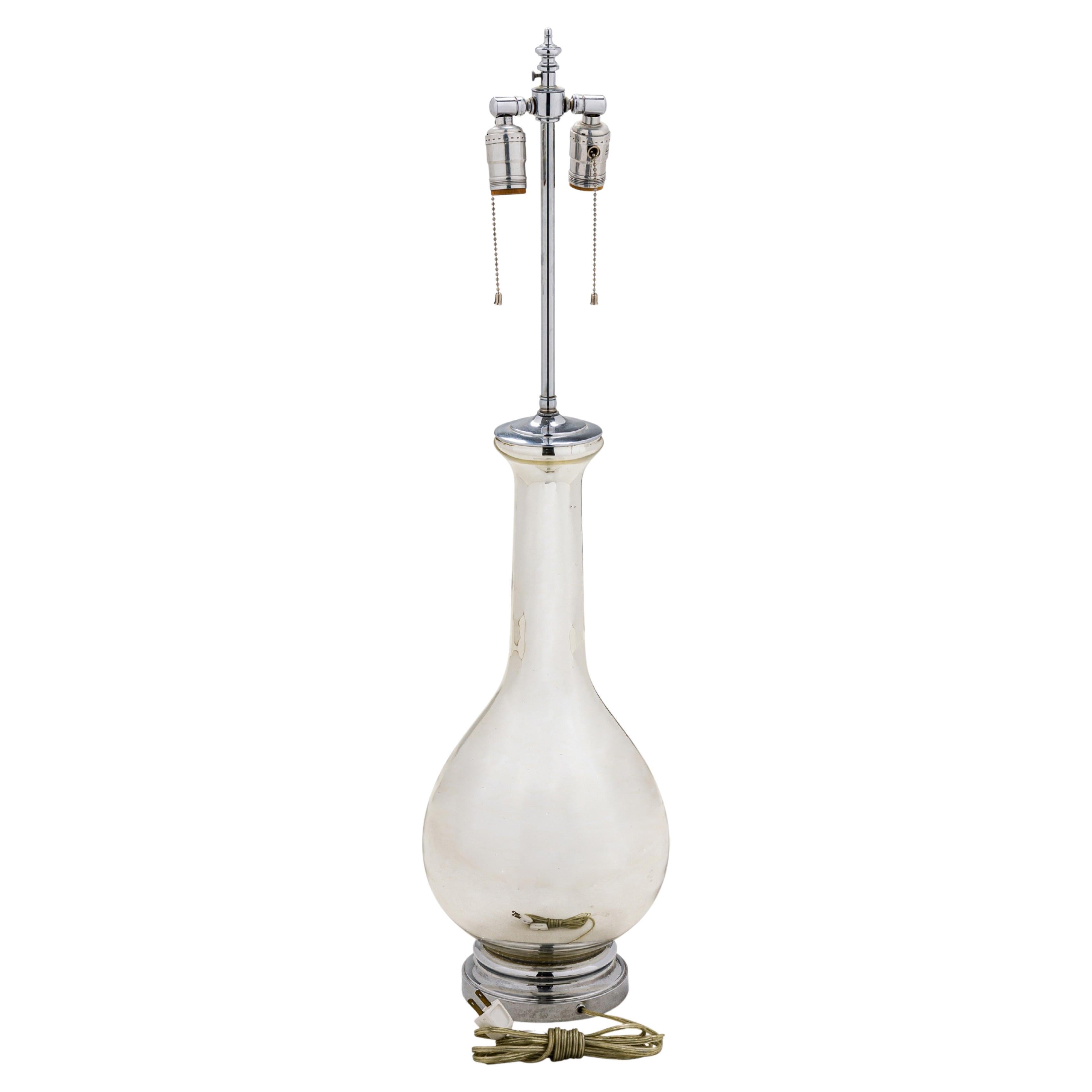 Lampe de bureau Tyndale Genie bouteille en verre mercuré américaine du milieu du siècle dernier