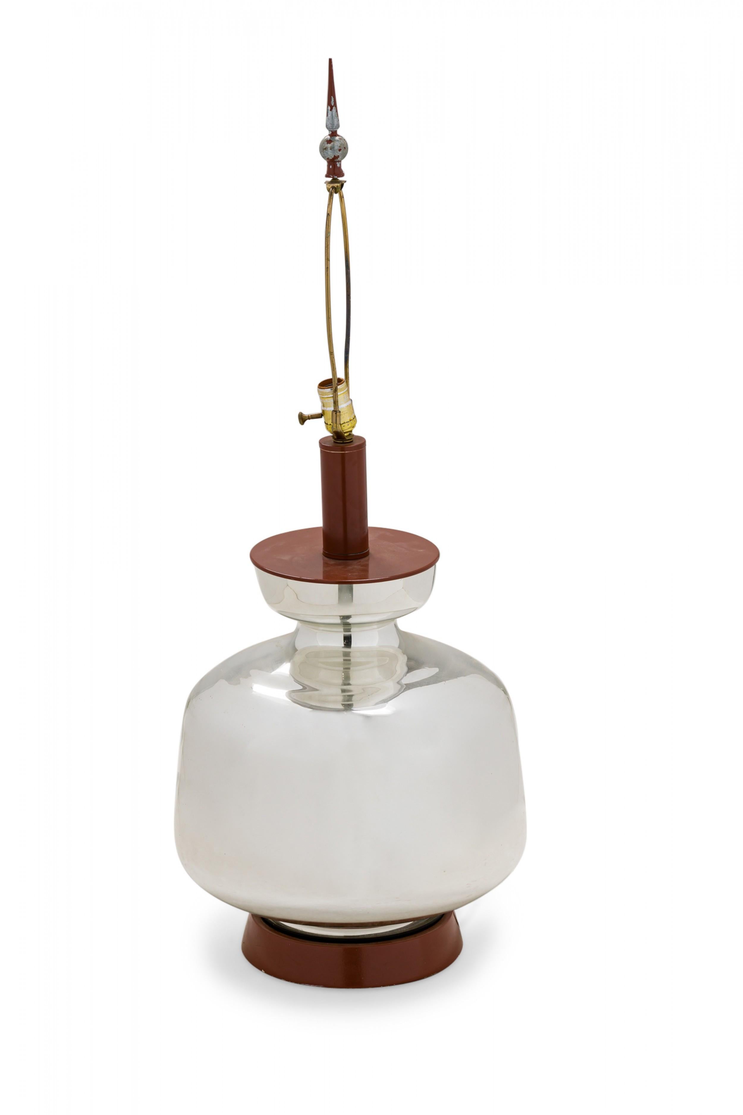 Américain Tyndale - Lampe de table en verre au mercure du milieu du siècle en vente