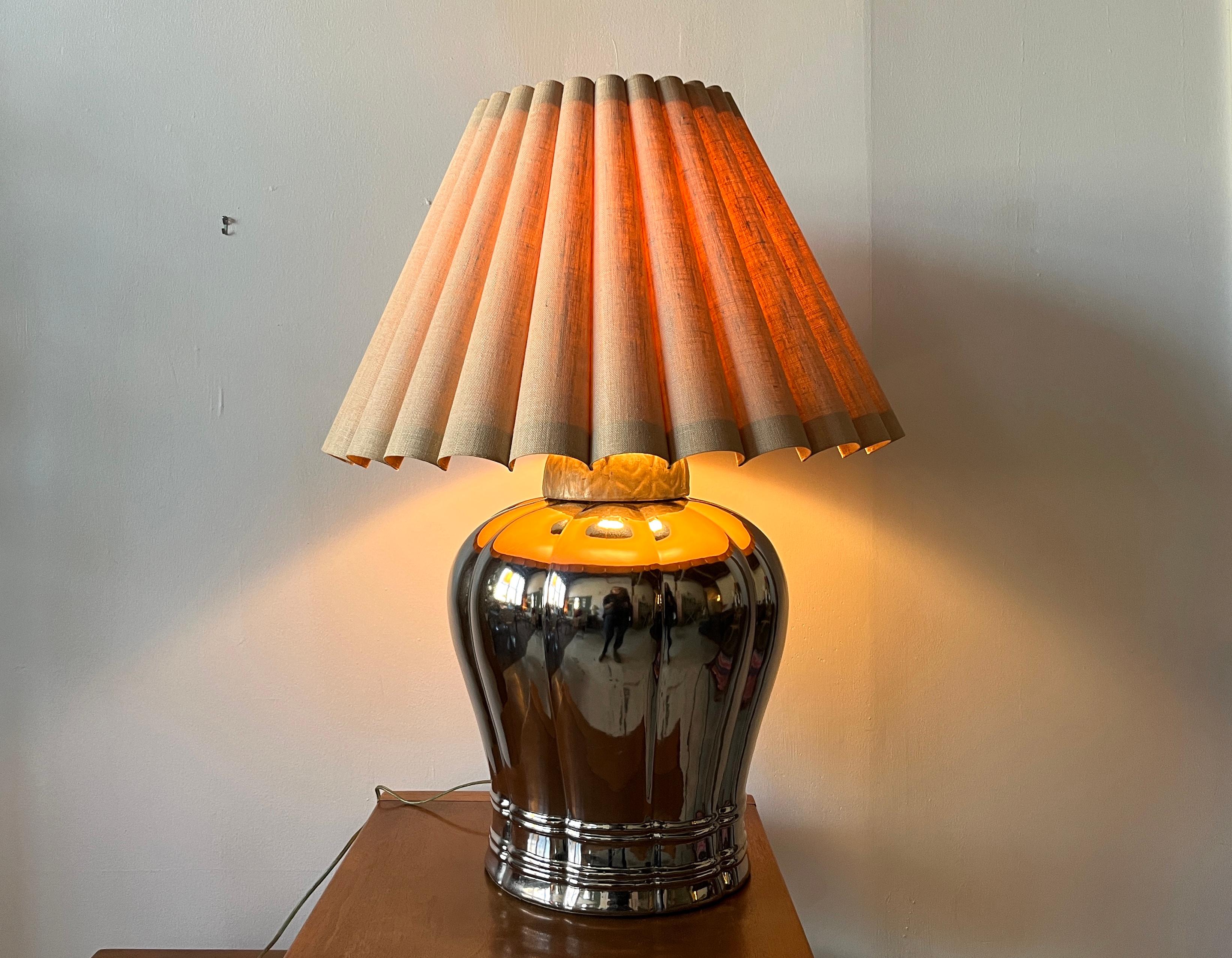 Tyndale Midcentury American Silver Mercury Glass Bulbous Ginger Jar Table Lamp 5