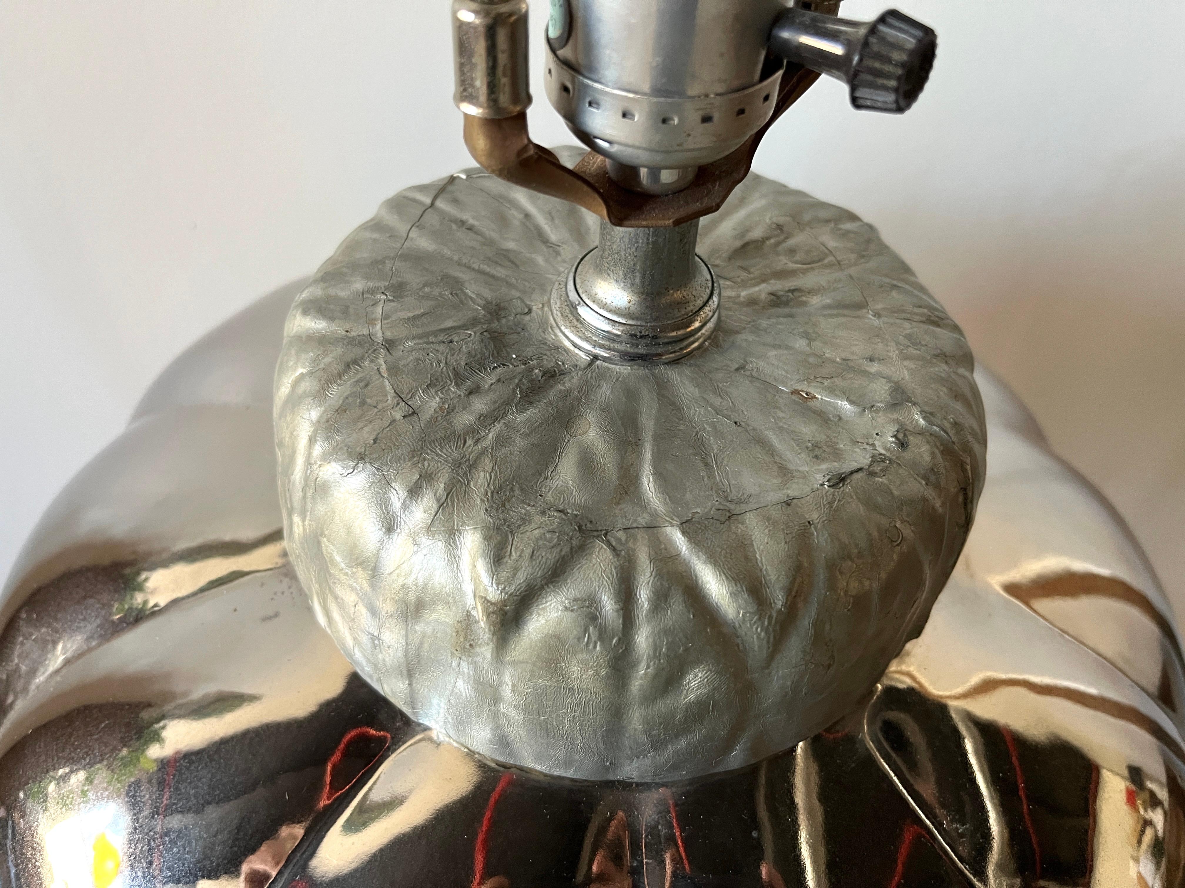 Tyndale Midcentury American Silver Mercury Glass Bulbous Ginger Jar Table Lamp 2
