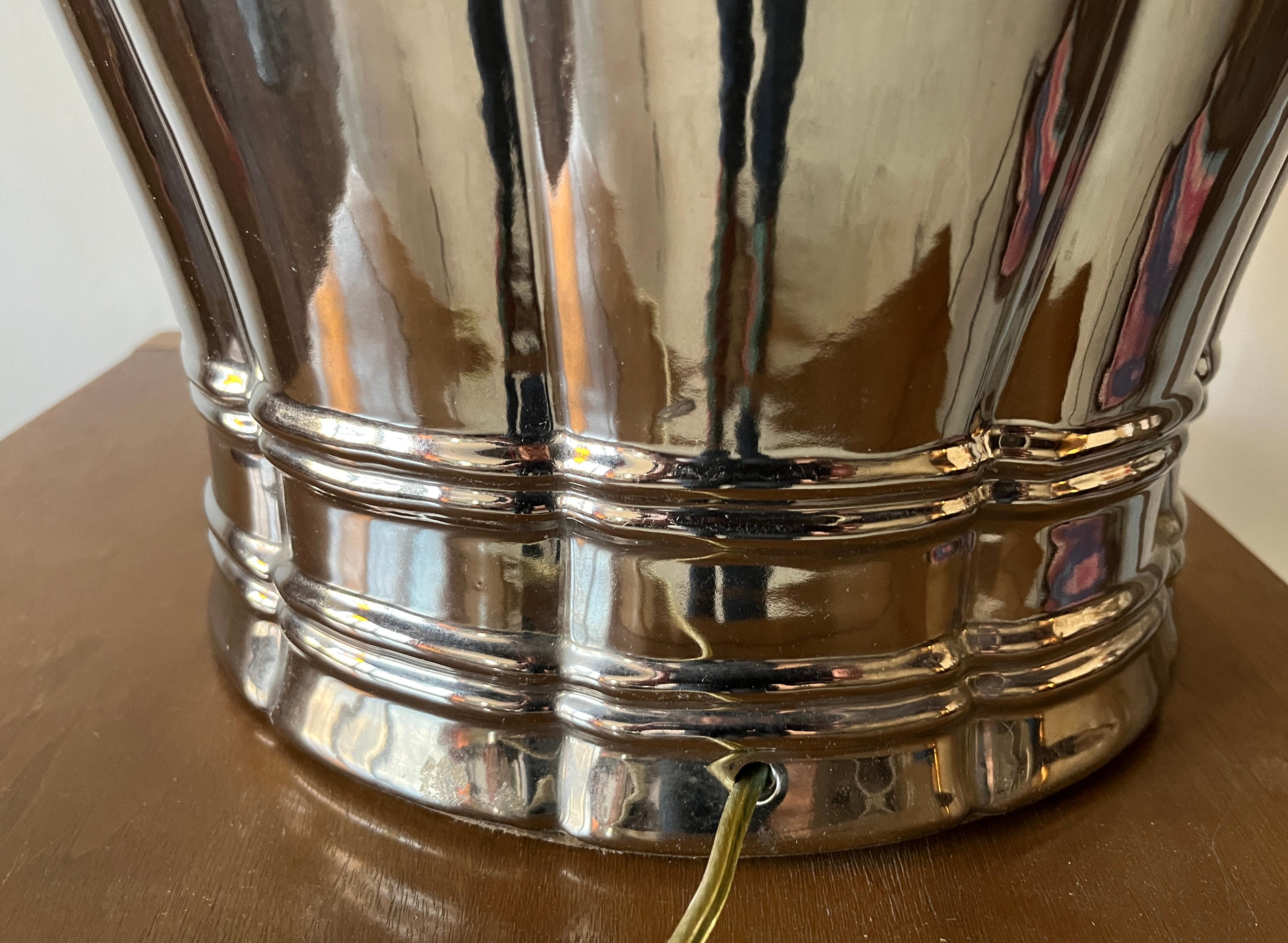 Tyndale Midcentury American Silver Mercury Glass Bulbous Ginger Jar Table Lamp 3