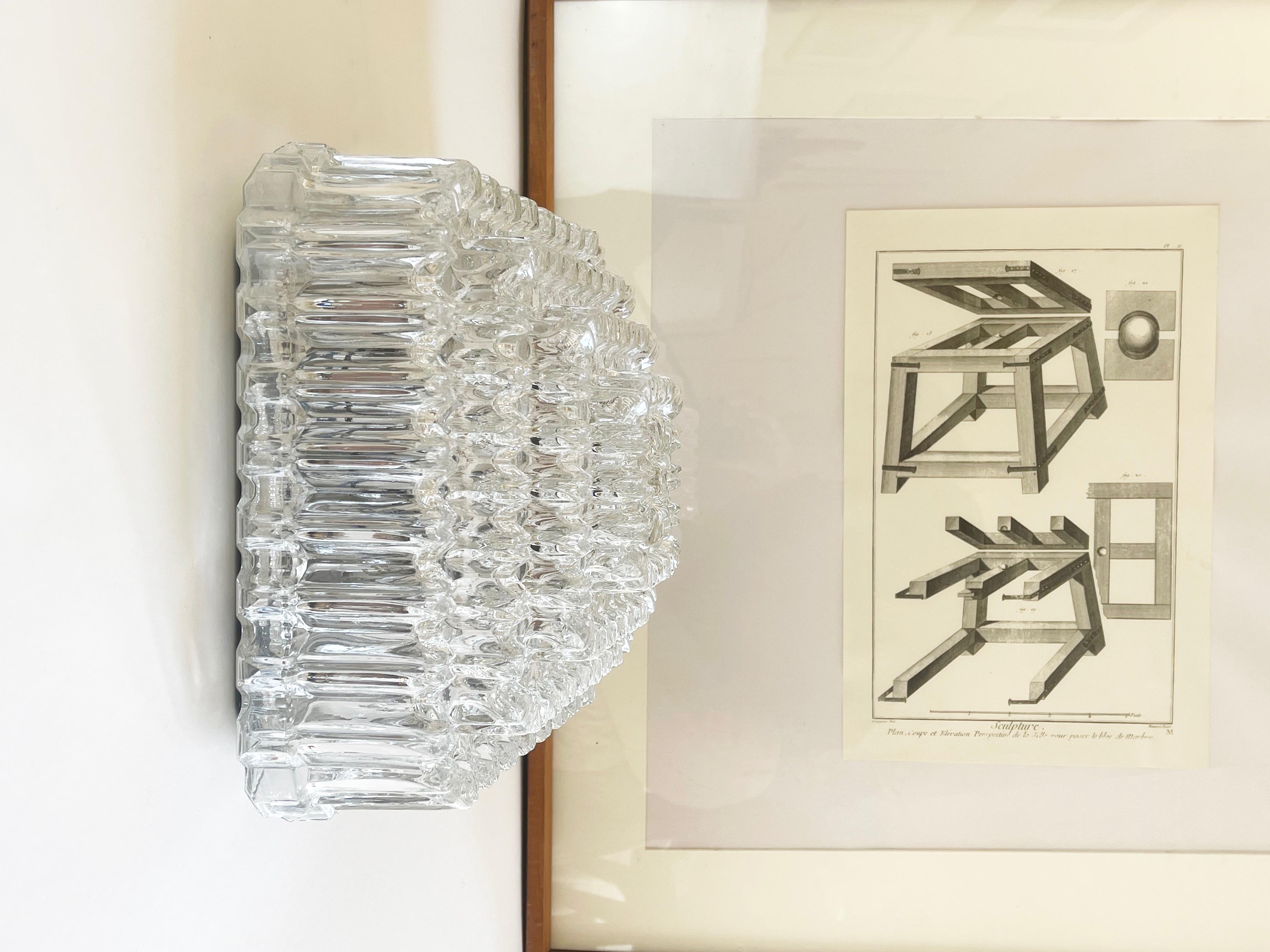 Mid-Century Modern Icicle Square Flush Mount Lamp Tynell Mid-Century Glashütte Limburg, 70s Germany For Sale