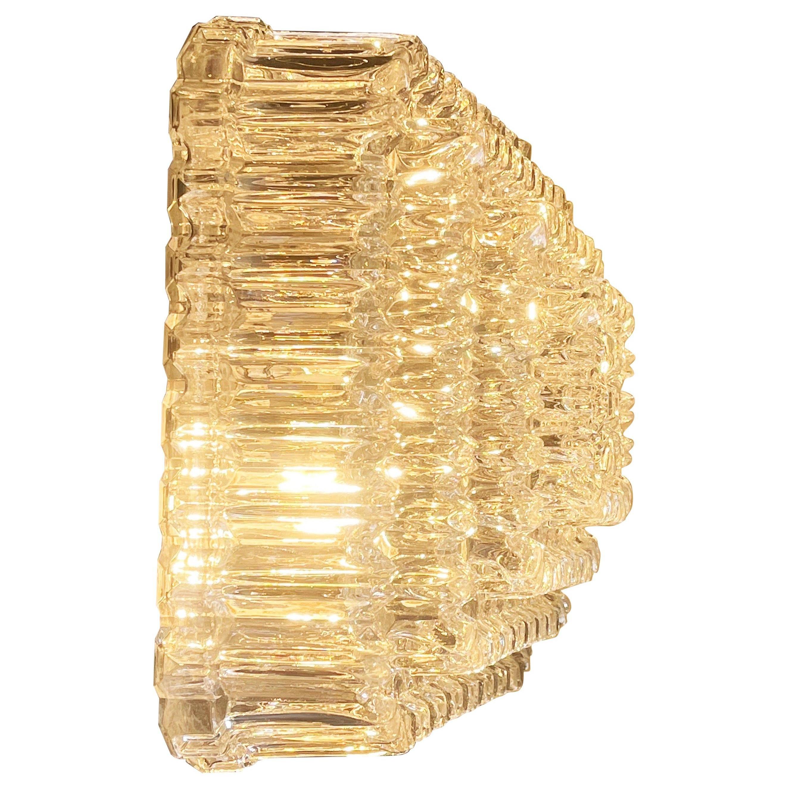 Icicle Square Flush Mount Lamp Tynell Mid-Century Glashütte Limburg, 70s Germany For Sale