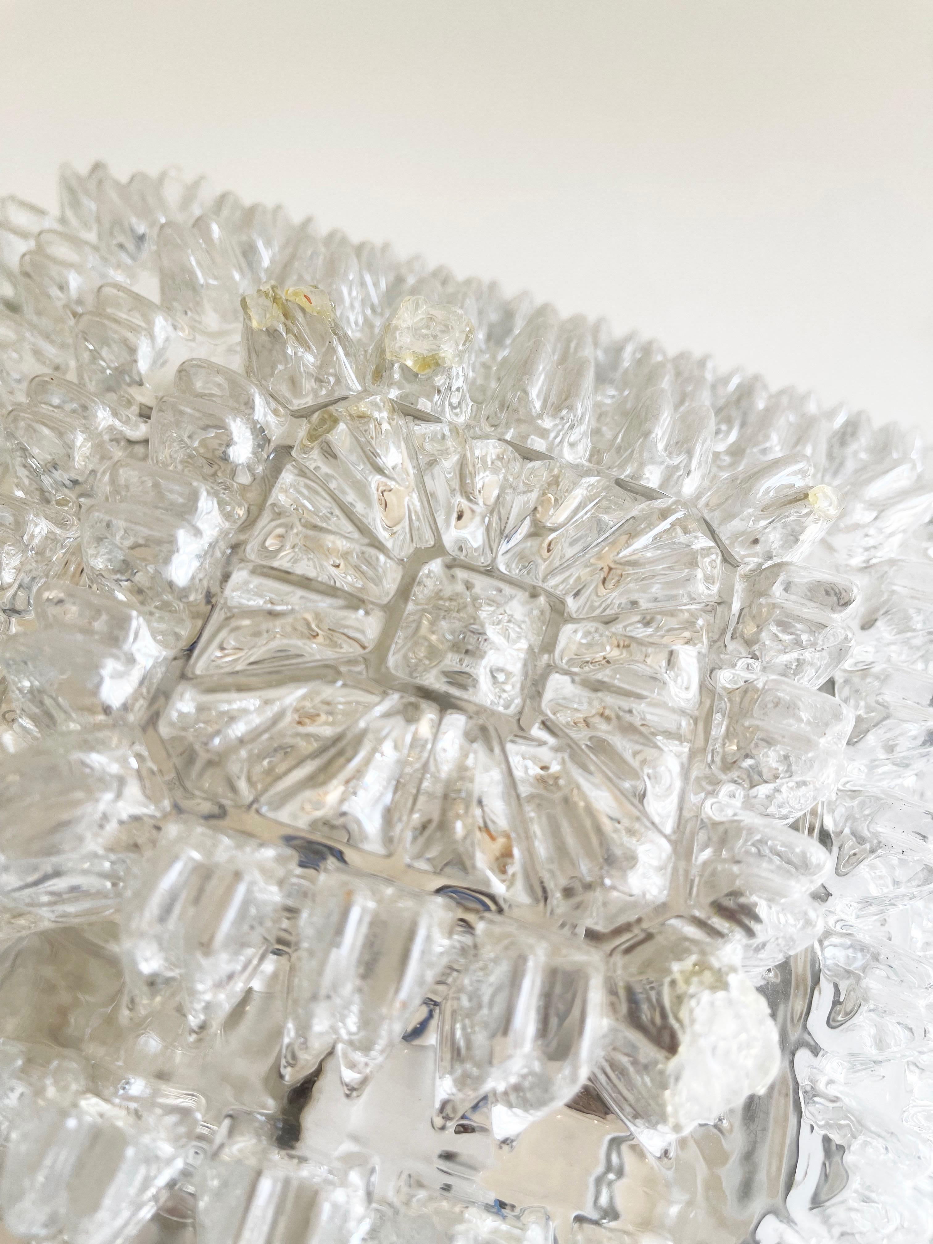 Tynell Mid-Century Icicle White Flush Mount Lamp Glashütte Limburg (Condition!) For Sale 5