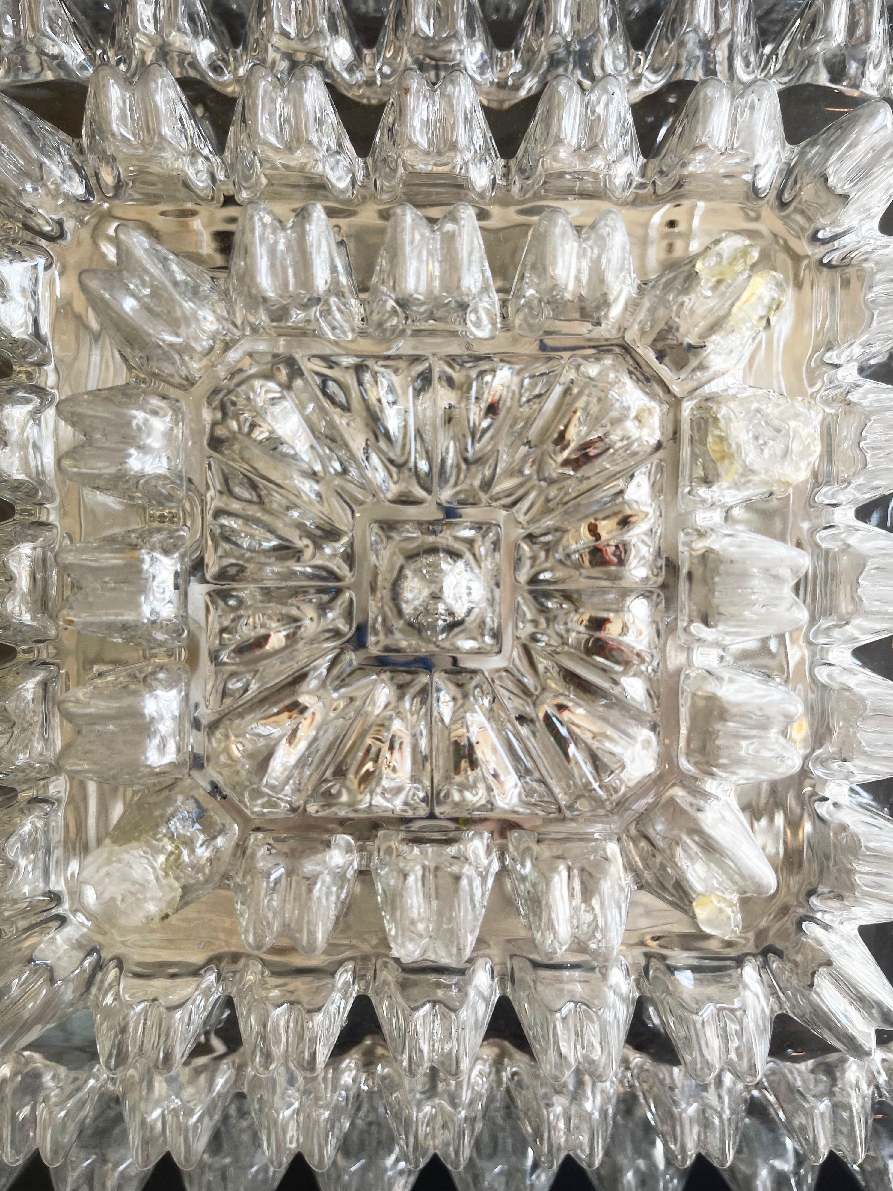Tynell Mid-Century Icicle White Flush Mount Lamp Glashütte Limburg (Condition!) For Sale 7