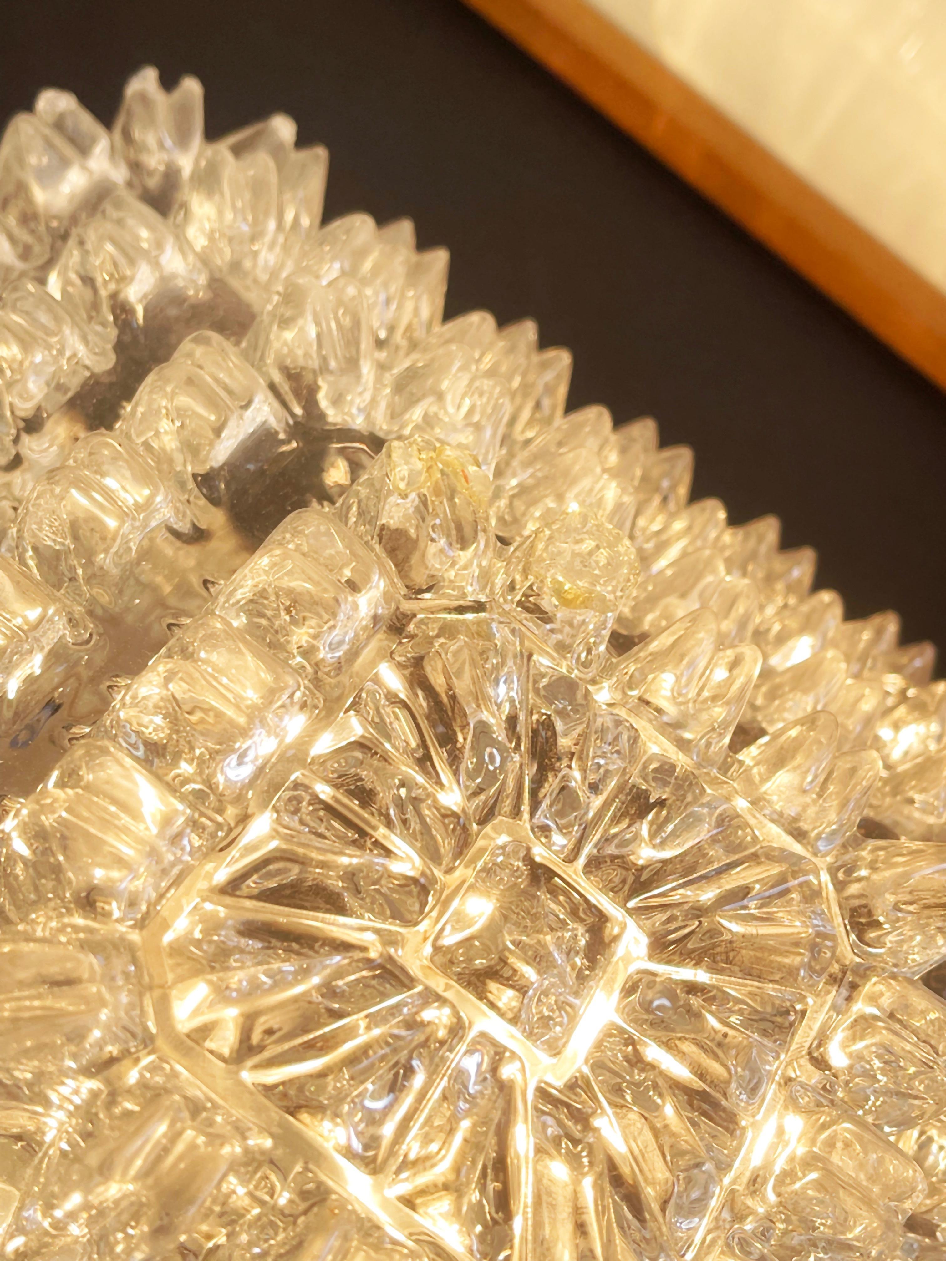 Metal Tynell Mid-Century Icicle White Flush Mount Lamp Glashütte Limburg (Condition!) For Sale