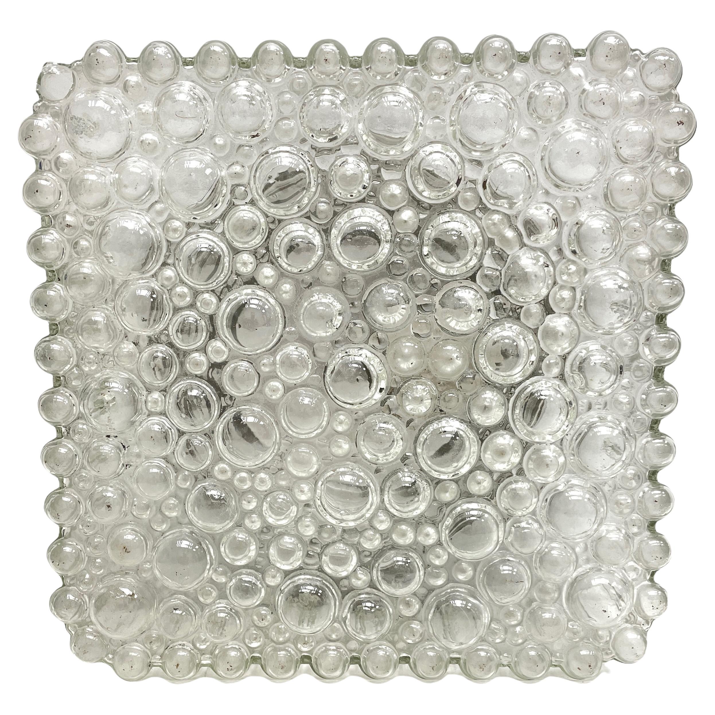 Square Bubble Glass Flush Mount Helena Tynell Style, Vintage, 1970s For ...