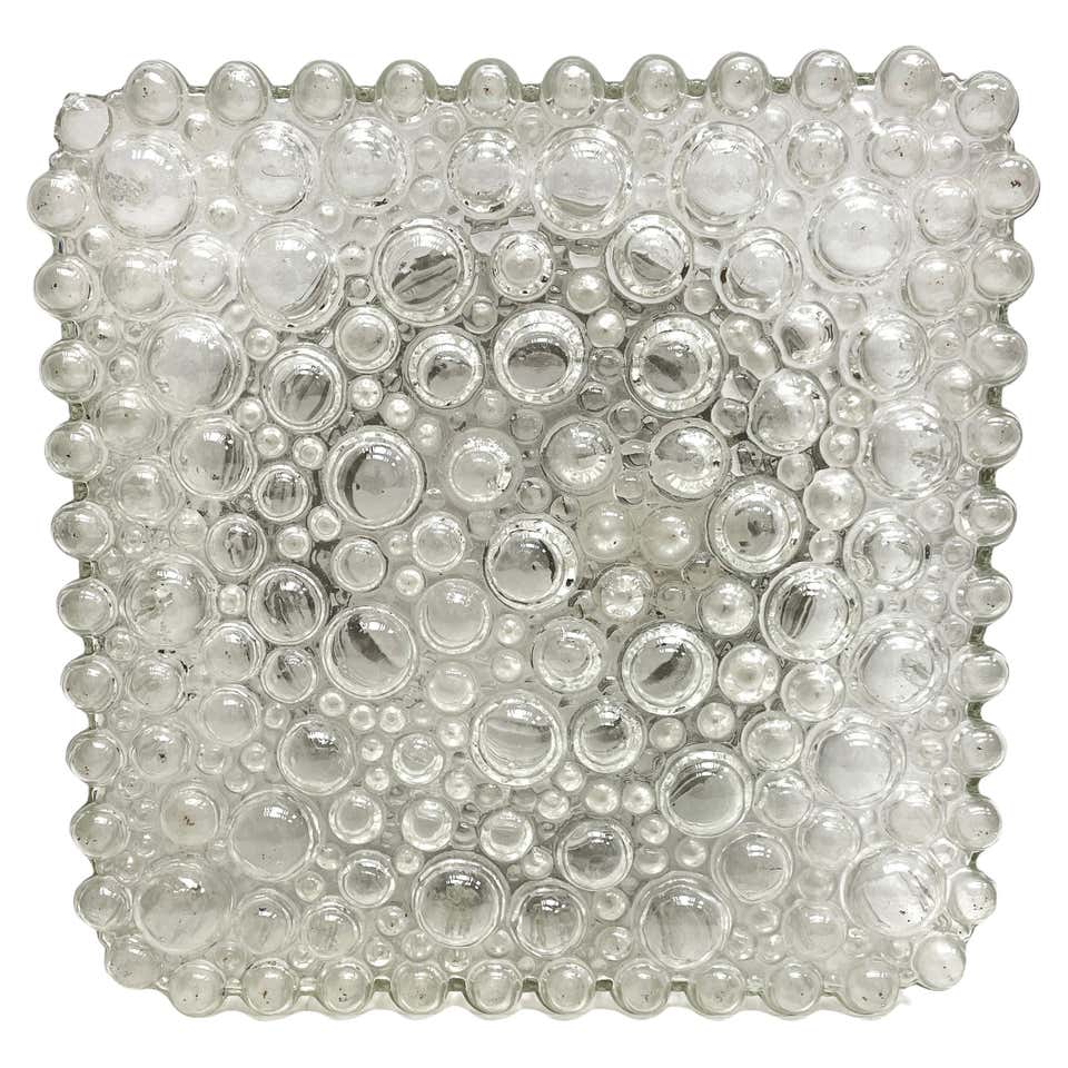Square Bubble Glass Flush Mount Helena Tynell Style, Vintage, 1970s For ...