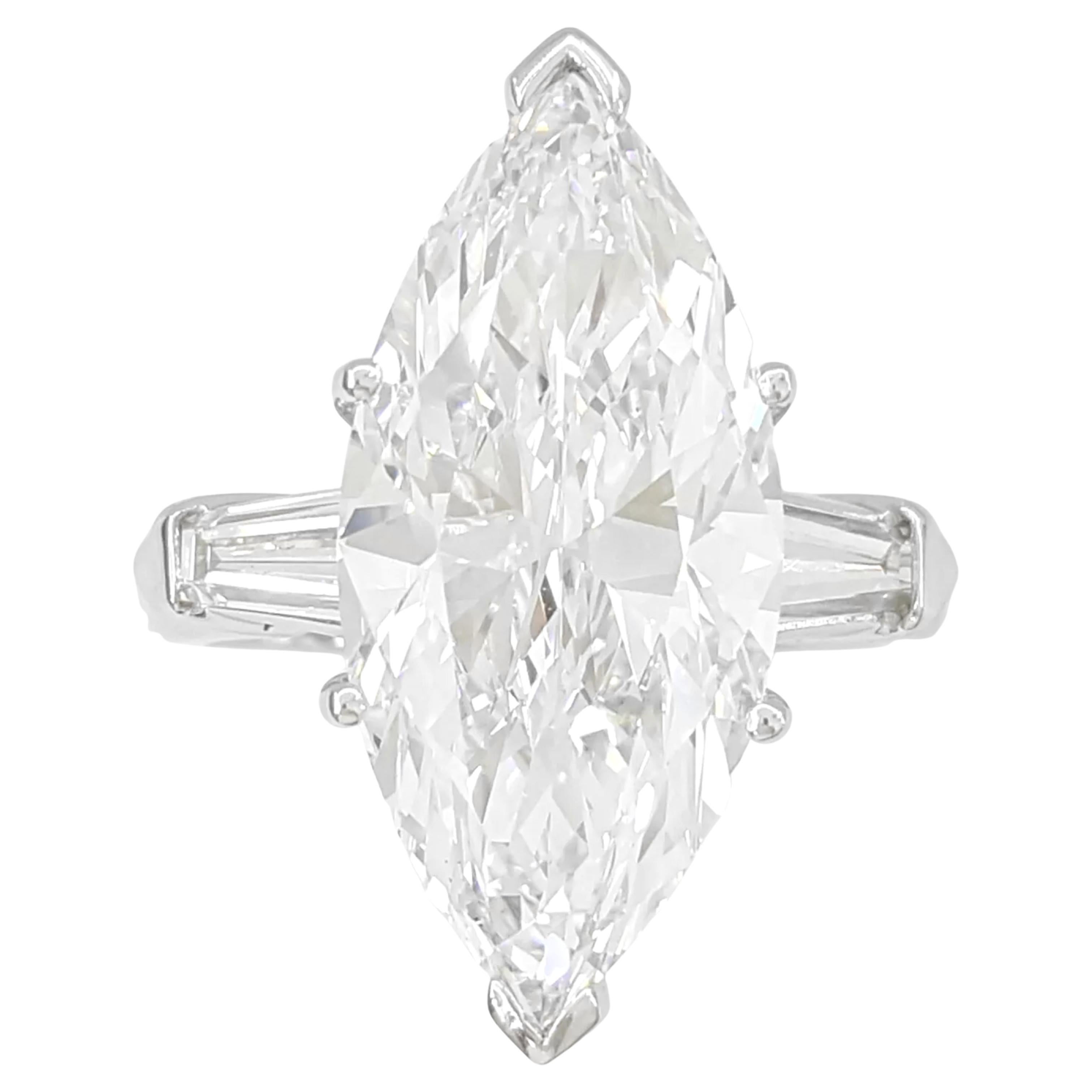 TYPE 2A GIA Certified 7.20 Carat Marquise Diamond Ring D COLOR FLAWLESS CLARITY