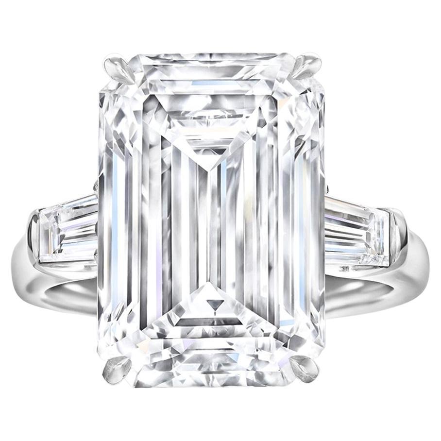 Type 2A Golconda GIA Certified 10 Carat Emerald Cut Diamond Solitaire Ring For Sale