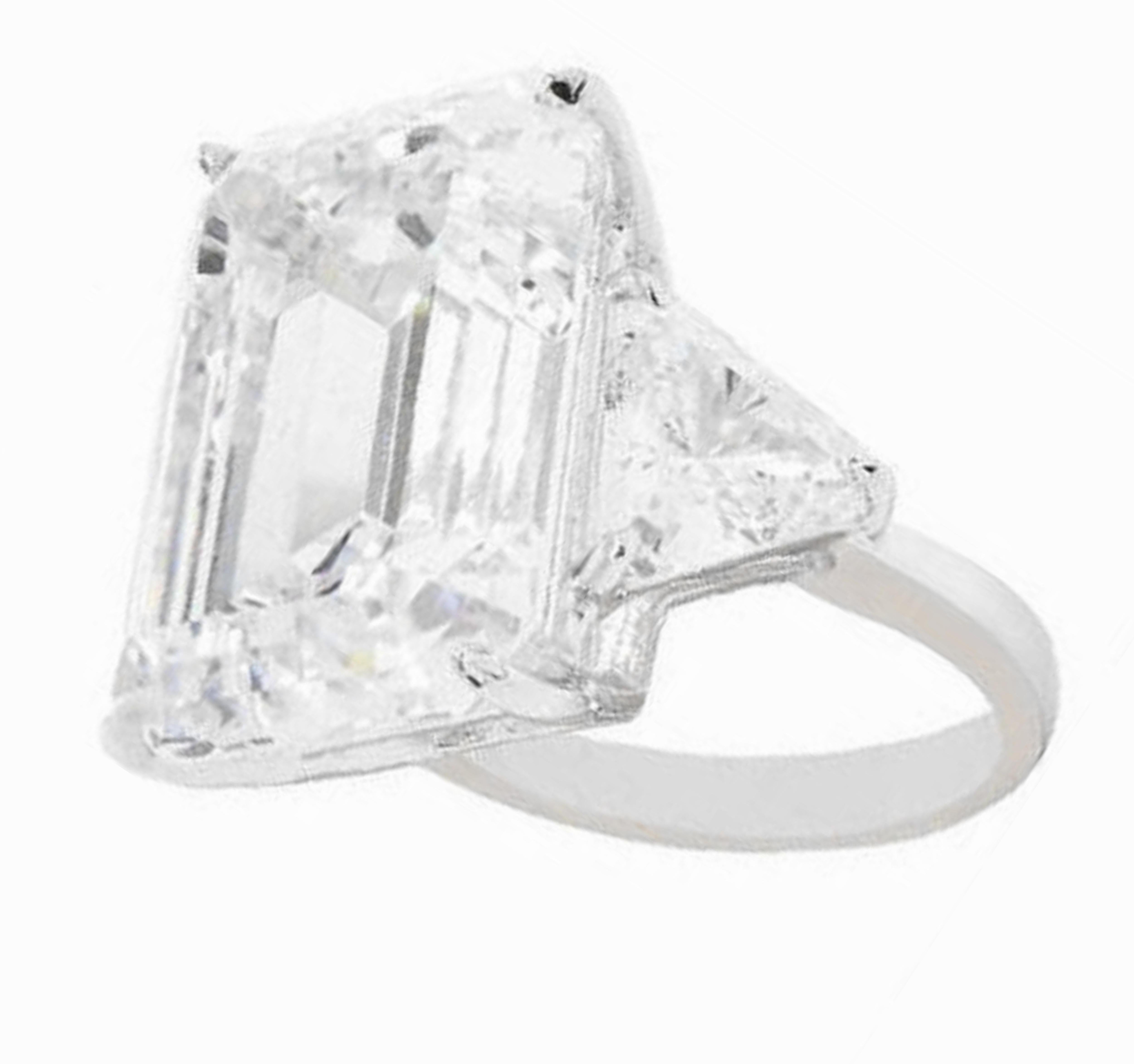 Contemporary 10 Carat Emerald Cut Diamond Ring For Sale