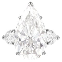 TYPE 2A Golconda type GIA Certified 7.02 Carat Pear Cut Diamond Ring