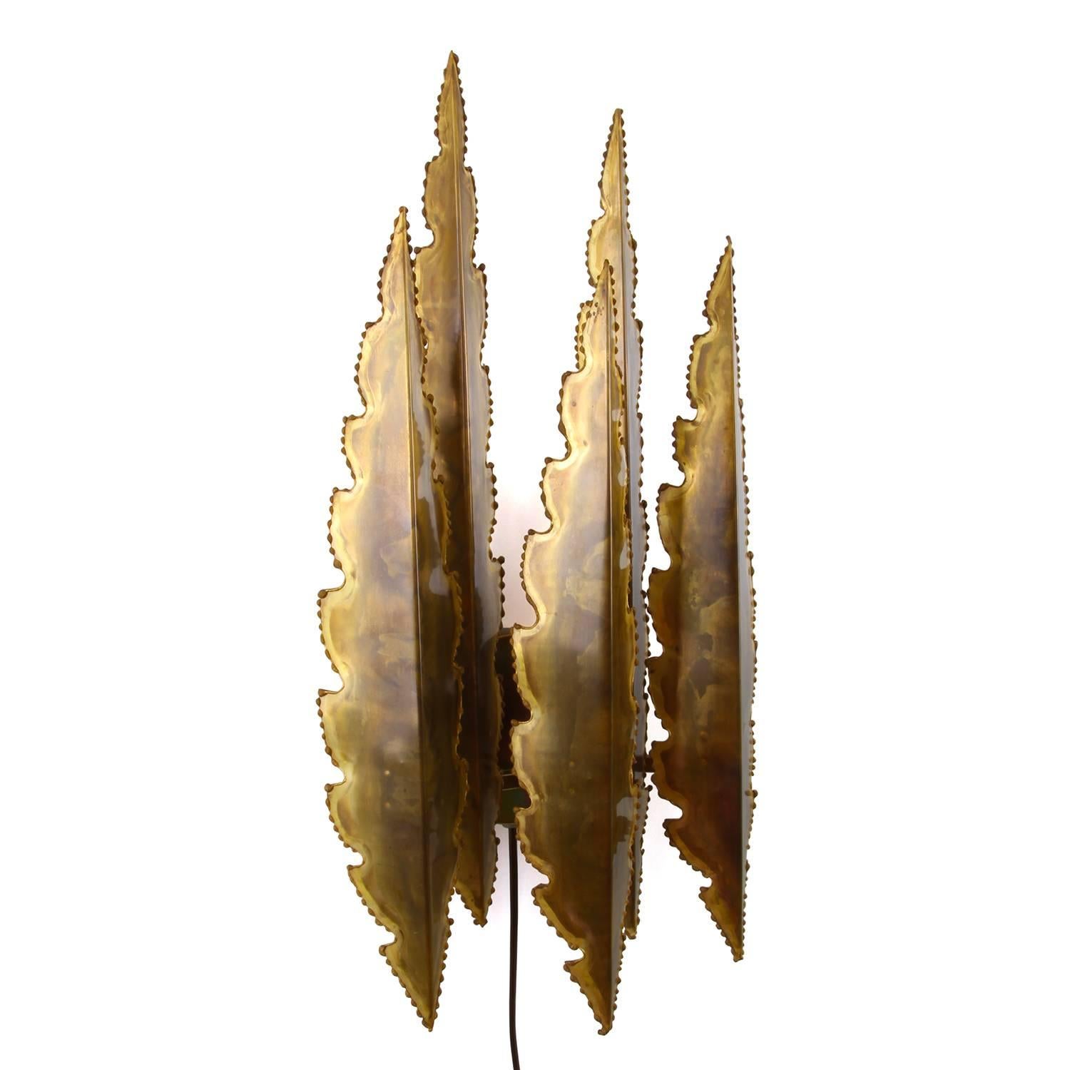 Danish Type 5195, Large Brutalist Style Brass Wall Sconce by Holm Sorensen, 1960s