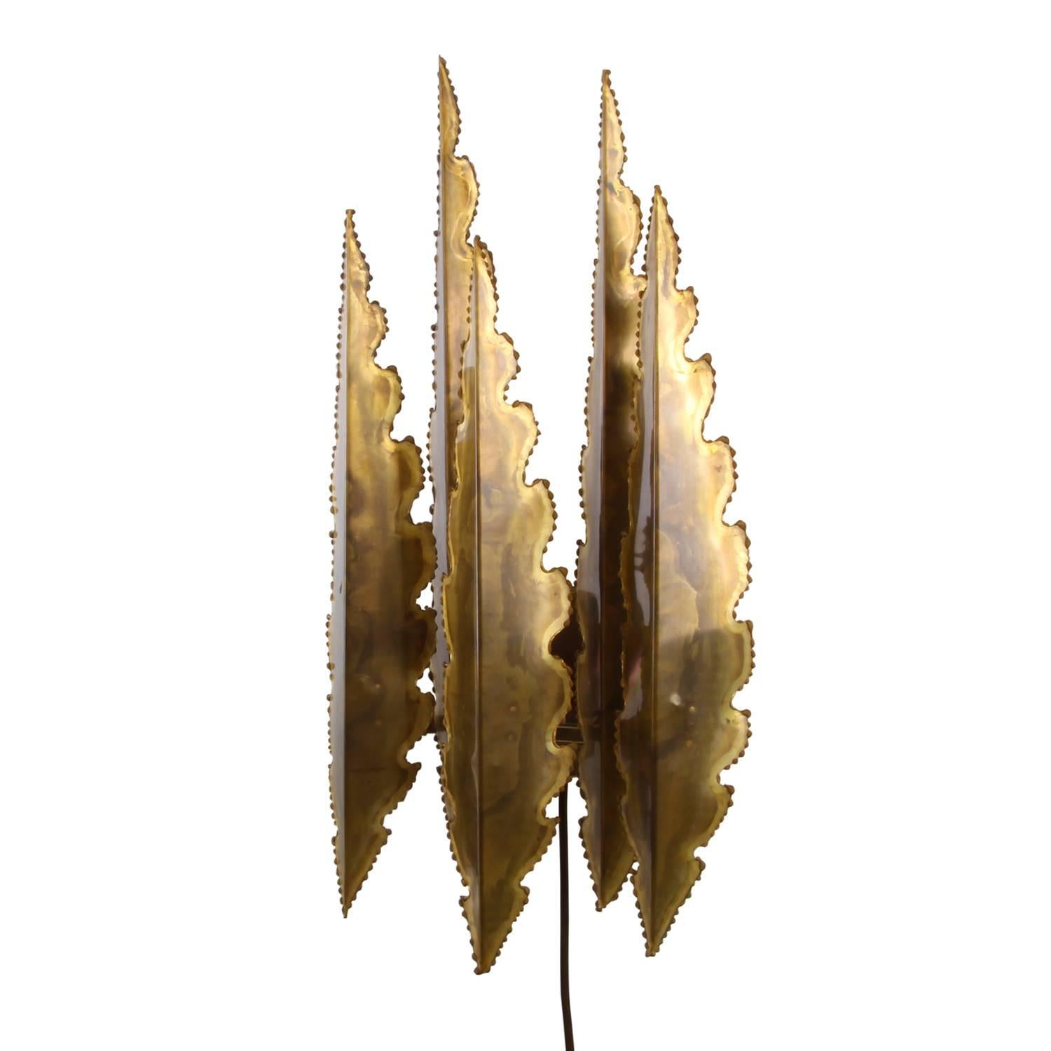 20th Century Type 5195, Large Brutalist Style Brass Wall Sconce by Holm Sorensen, 1960s