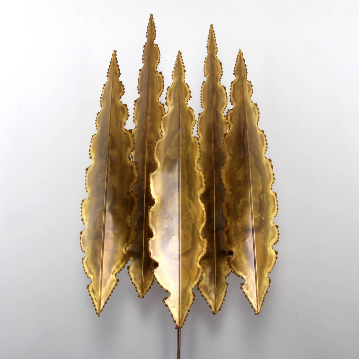 Type 5195, Large Brutalist Style Brass Wall Sconce by Holm Sorensen, 1960s 2