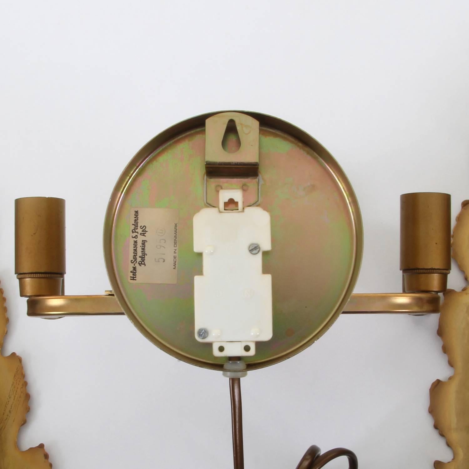 Type 5195, Large Brutalist Style Brass Wall Sconce by Holm Sorensen, 1960s 4