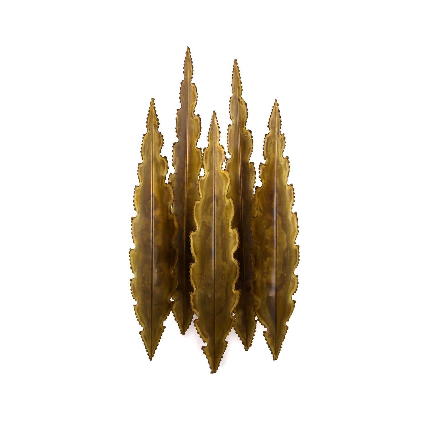 Type 5195, Large Brutalist Style Brass Wall Sconce by Holm Sorensen, 1960s