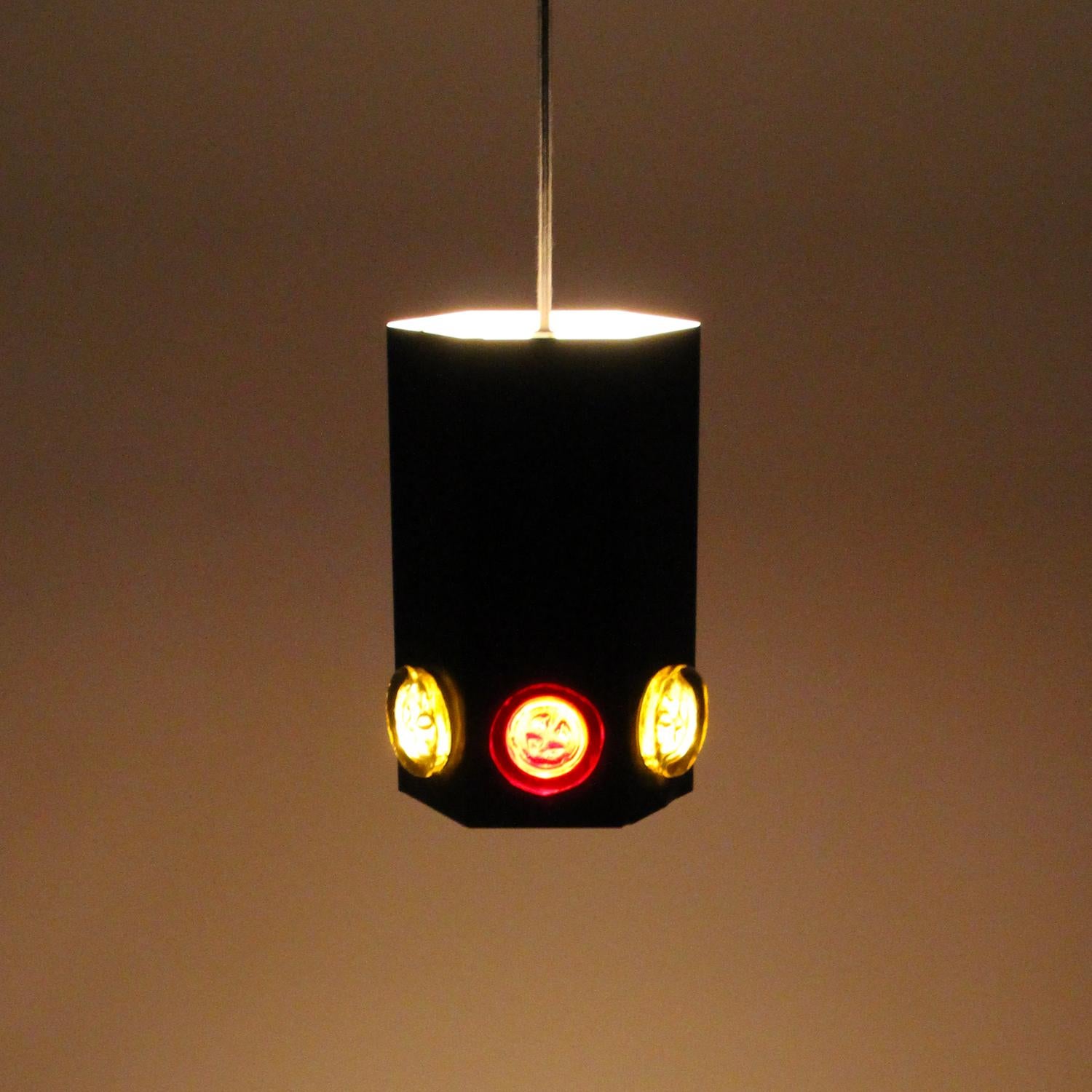 Mid-20th Century TYPE 6284, Black Pendant by Holm Sorensen & Co., 1960s Rare Metal and Glass Lamp