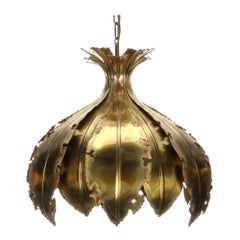 TYPE 6395 Brass Lamp by Holm Sorensen 1960s Large Danish Brutalist Style Pendant