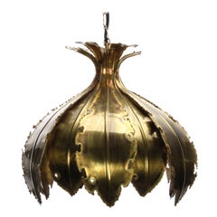 Type 6395 by Holm Sorensen 1960s, Large Danish Brutalist Style Brass Lamp