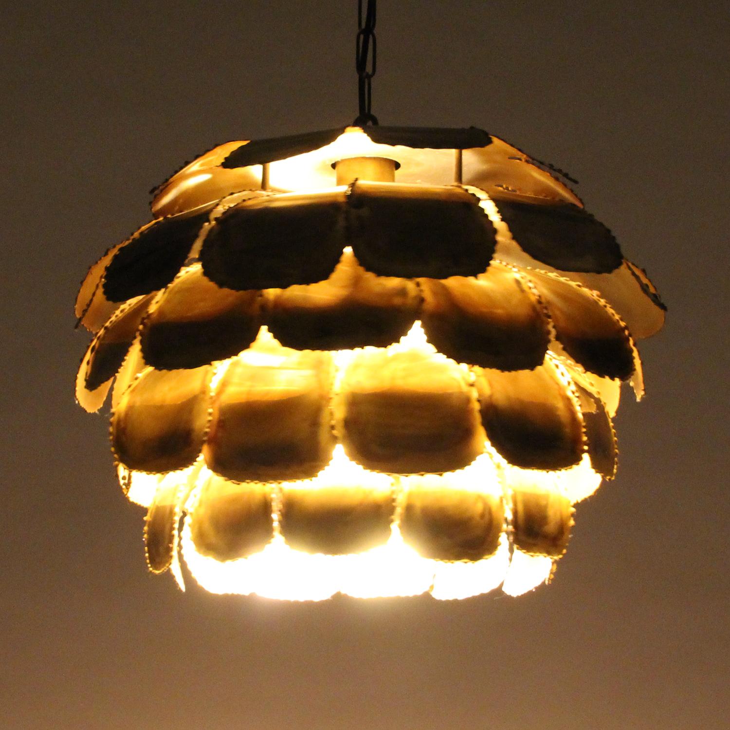 Type 6435 Pendant by Holm Sorensen & Co., 1960s. Large Artichoke Brass Lamp In Good Condition In Brondby, Copenhagen