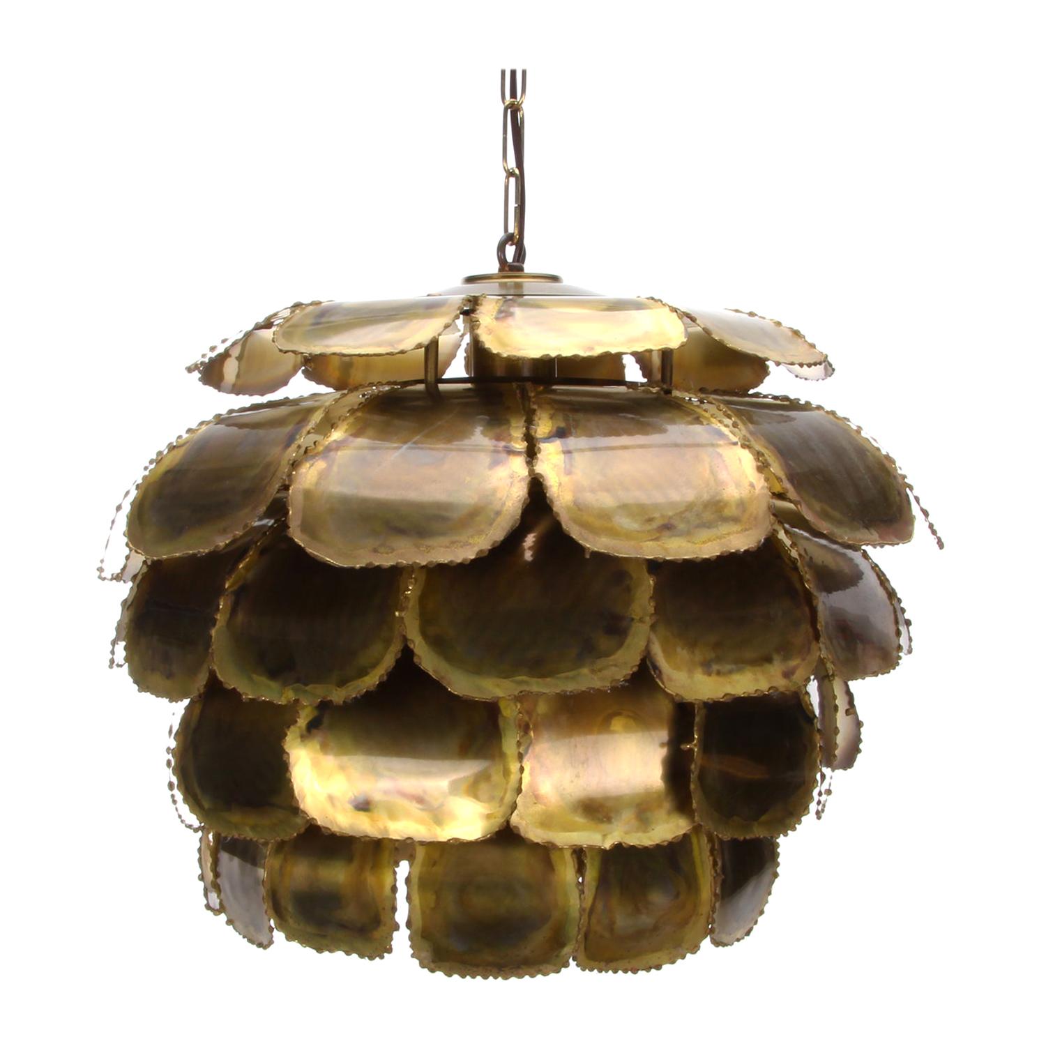 Type 6435 Pendant by Holm Sorensen & Co., 1960s. Large Artichoke Brass Lamp