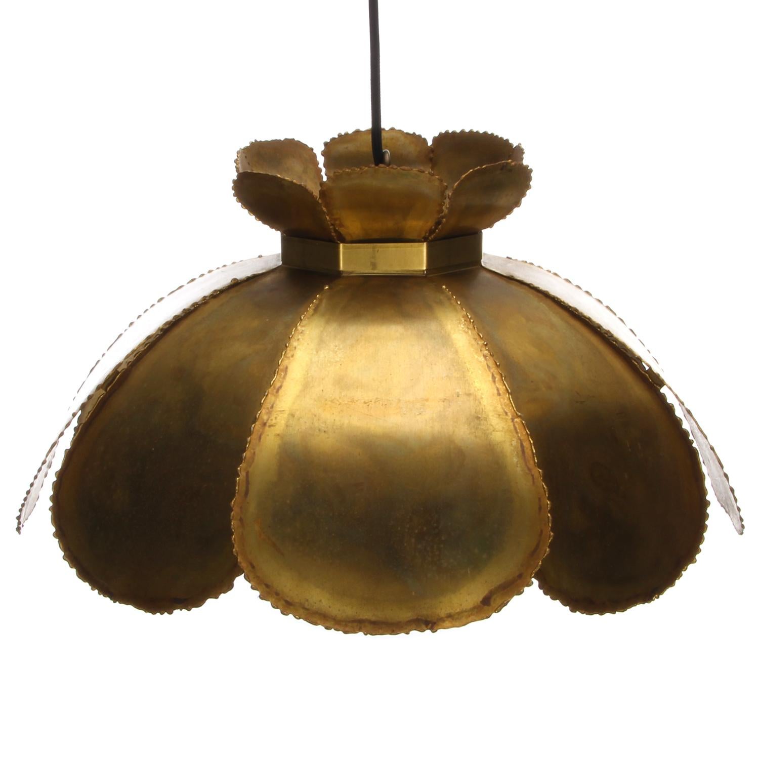 Brass Type 6436 Lamp by Holm Sorensen 1960s. Large Brutalist Danish Hanging Light