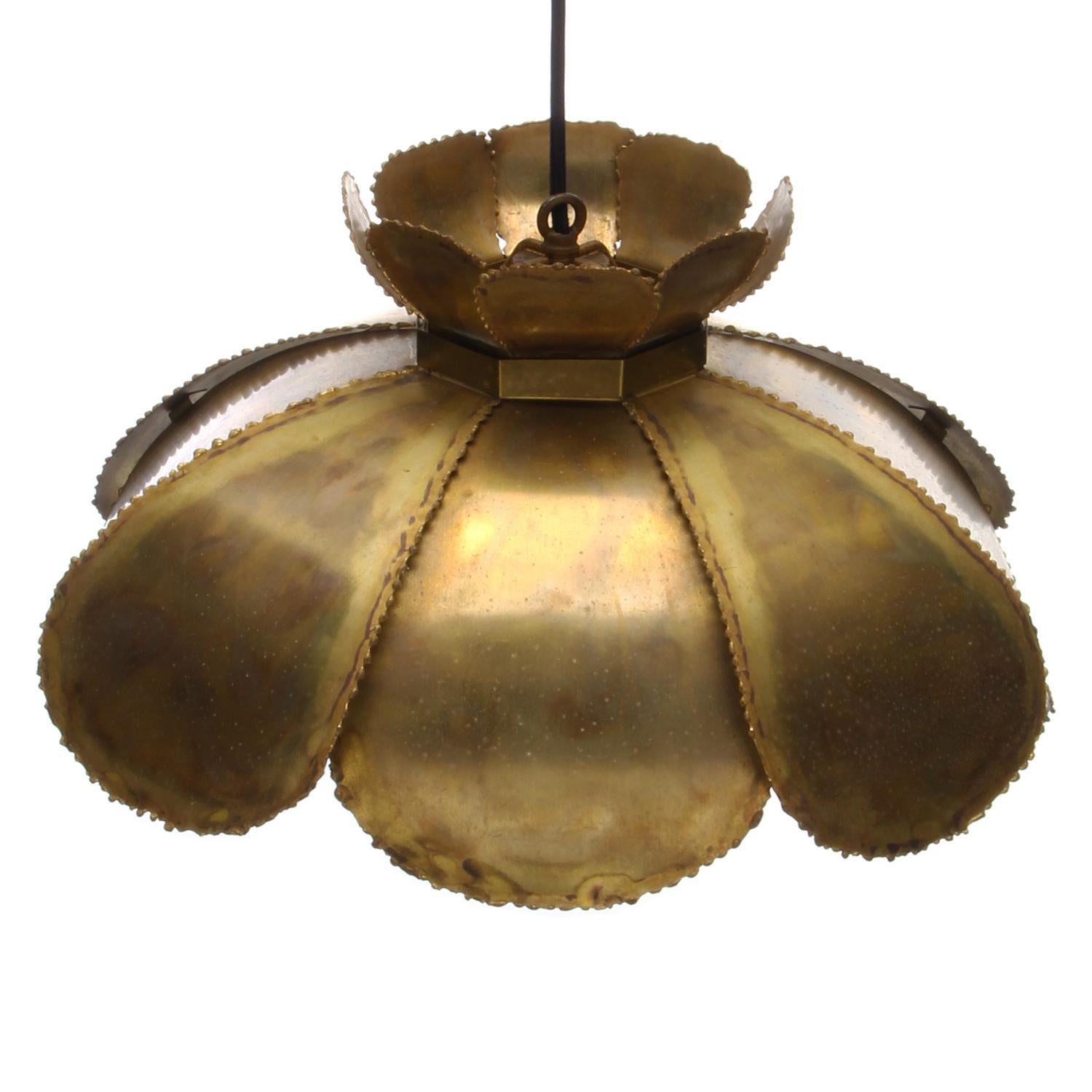 Brass TYPE 6436 Lamp by Holm Sorensen 1960s, Large Brutalist Danish Hanging Light For Sale
