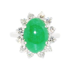 Type "A" Jade in 14 Karat WG with Diamond with Lab Report from Mason Kay