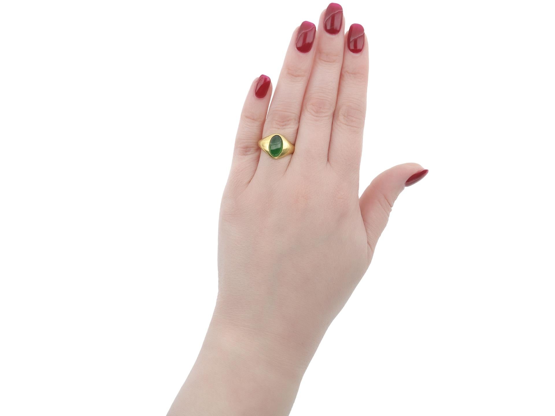 Cabochon Type-A jade ring, circa 1970. For Sale