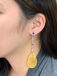 Type A Jadeite Jade Drop Earrings / Pendants Rubies OMC Diamond and Sapphires