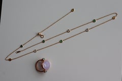 Type A Jadeite Jade Necklace, Jade Station Necklace(T 1.41Ct/Yellow Gold)