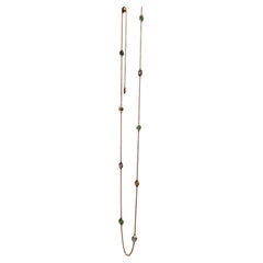 Type A Jadeite Jade Necklace, Jade Station Necklace(T 1.41Ct/Yellow Gold)