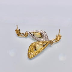Eostre Type A Yellow Jadeite, Yellow and White Diamond Earring in 18K Gold