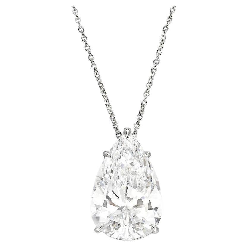 TYPE IIA 7 Carat Pear Cut Diamond Pendant Necklace For Sale